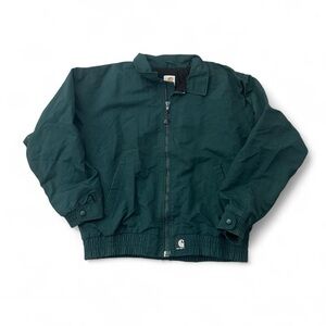 Carhartt Men’s Vintage Green Fleece-Lined Bomber Windbreaker Jacket XL